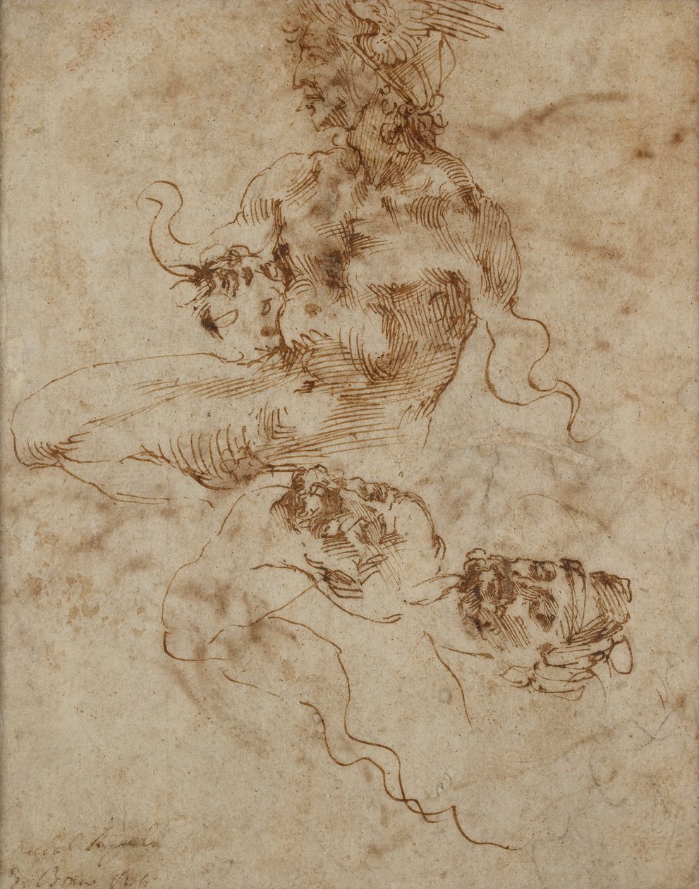 En figur som liknar en Triton, c1490-1560 av Michelangelo Buonarroti