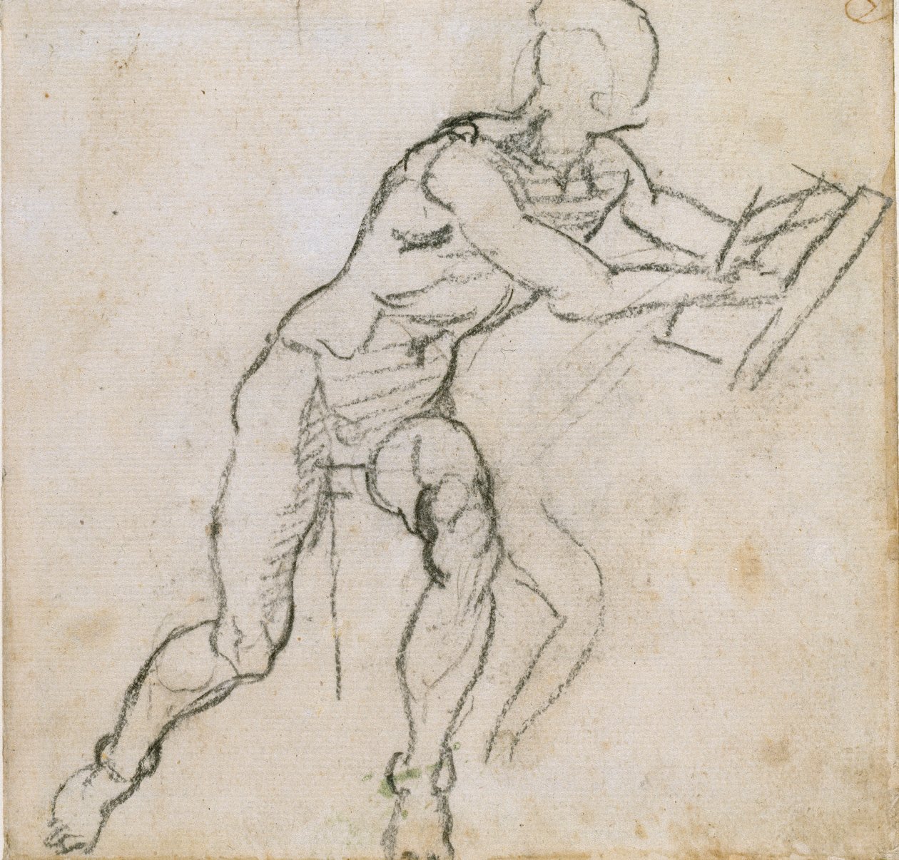 En naken sittande man, c1490-1560 av Michelangelo Buonarroti