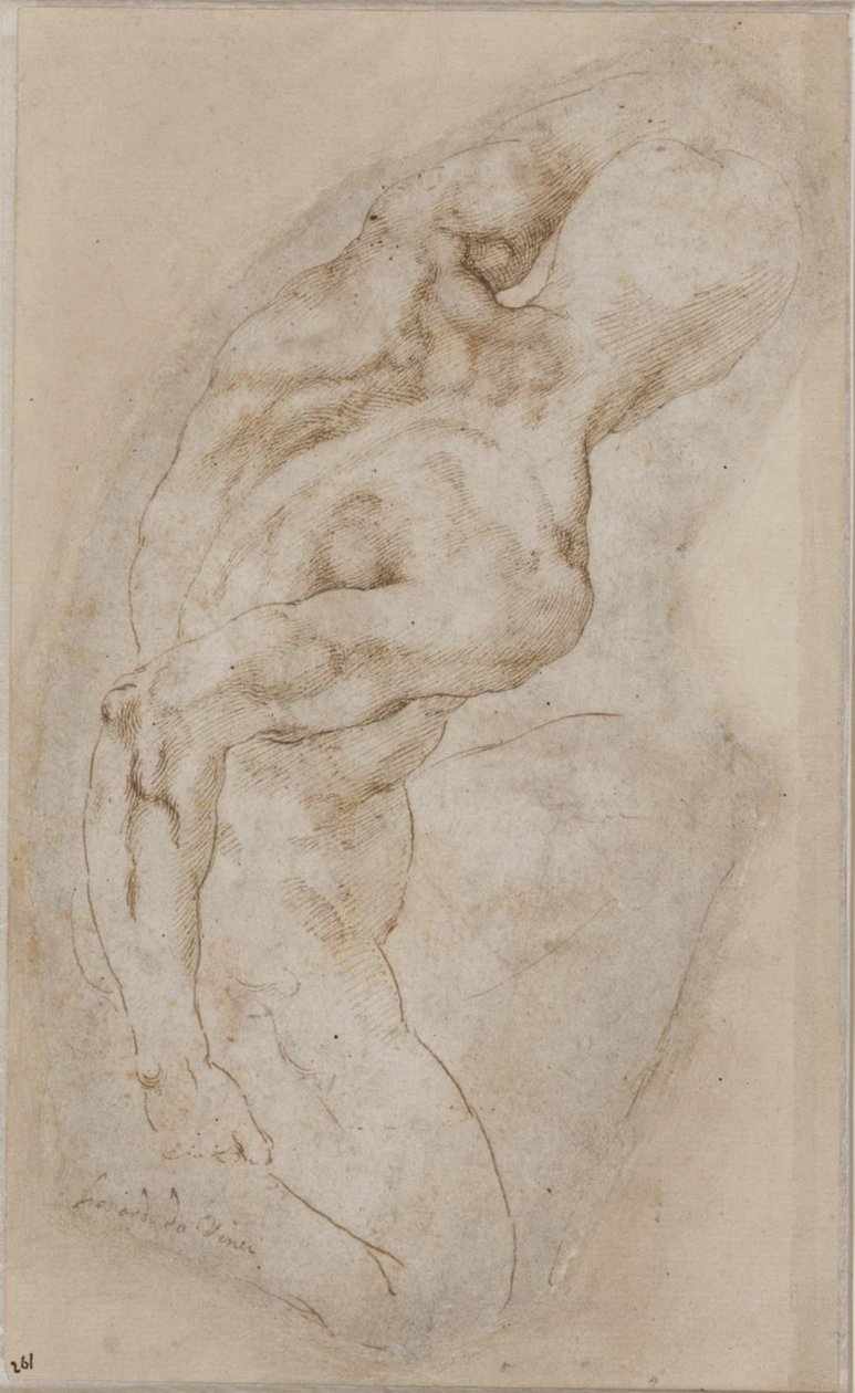 En knästående yngling sedd bakifrån av Michelangelo Buonarroti