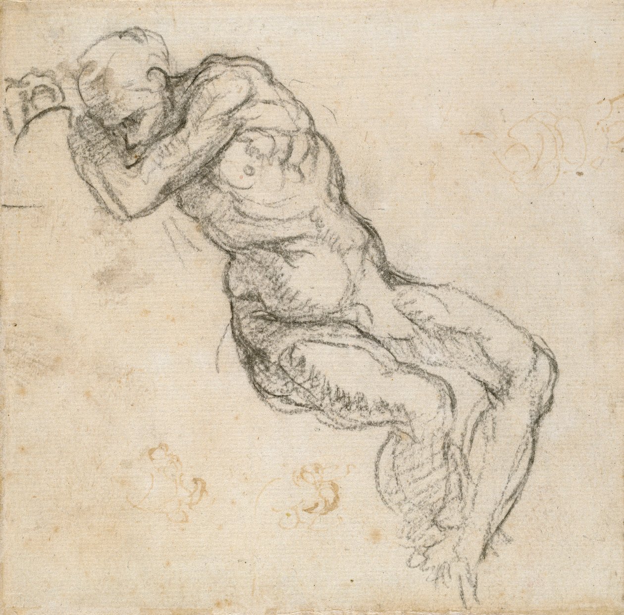 En naken man sover, c1490-1560 av Michelangelo Buonarroti