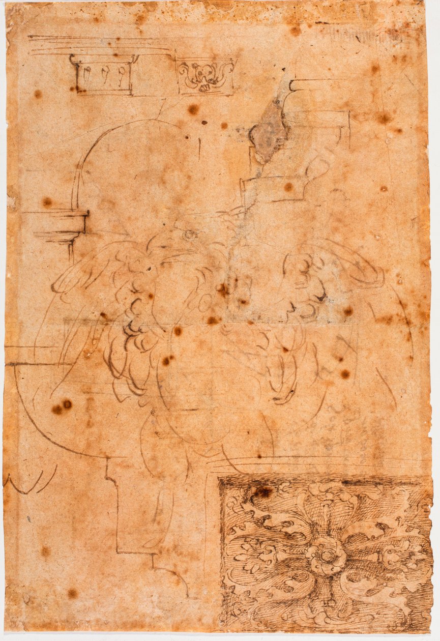 Aquila skisser och studier av arkitektoniska element av Michelangelo Buonarroti