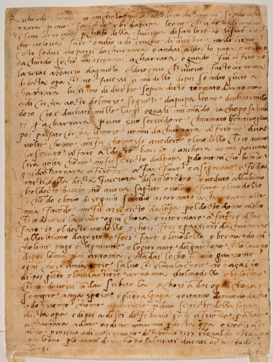 Minnet av autografen av Michelangelo Buonarroti