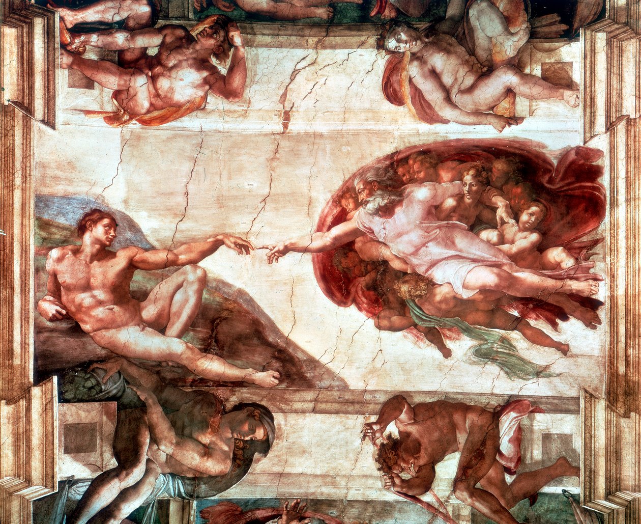 "Adams skapelse", 1508-1512 av Michelangelo Buonarroti