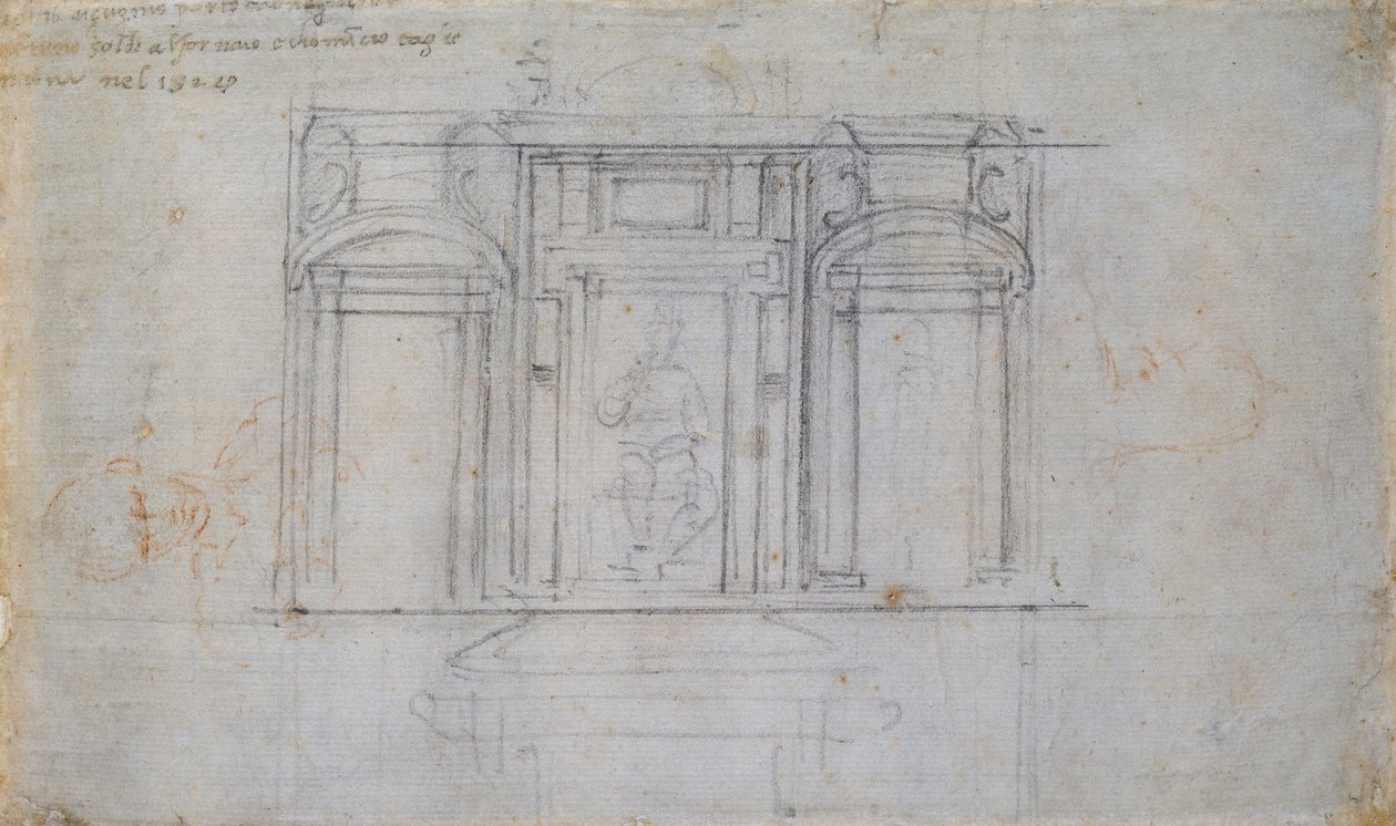 Design för en av Medici-gravarna, tidigt 1500-tal av Michelangelo Buonarroti