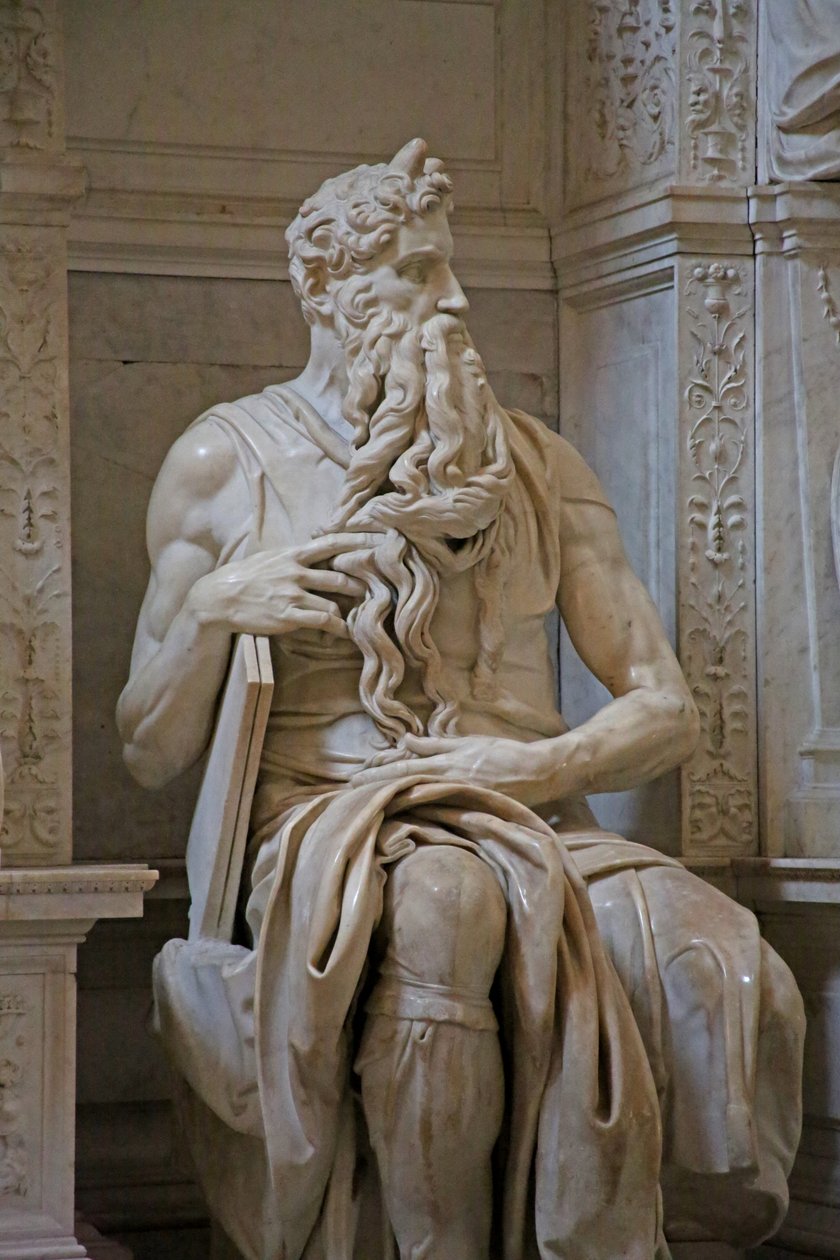 Detalj av Moses från Julius II:s grav, 1515 marmor av Michelangelo Buonarroti