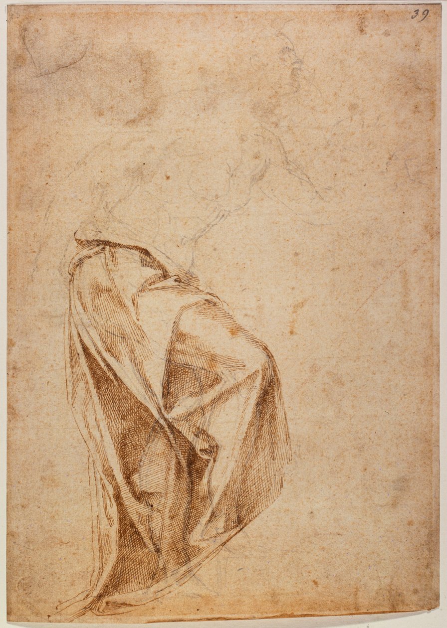 Draperad figur av Michelangelo Buonarroti