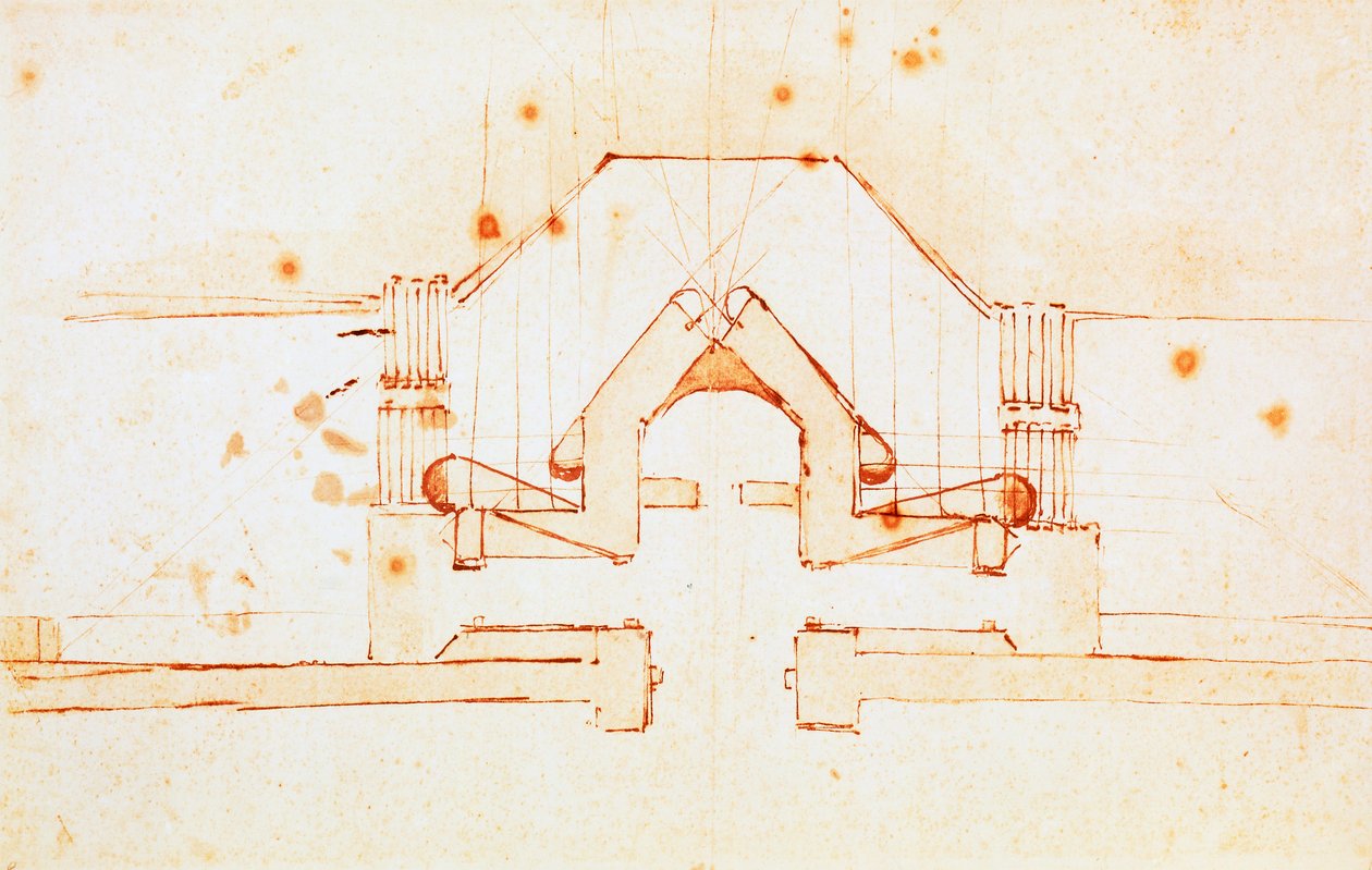 Ritning av befästningar för Florens, design av Michelangelo Buonarroti (1475-1564), Italien av Michelangelo Buonarroti