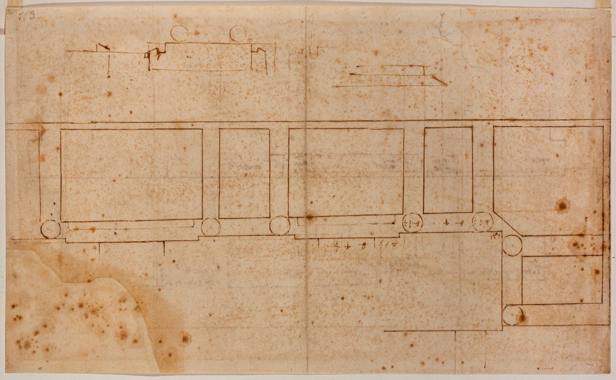 Planritning för fasaden på San Lorenzo av Michelangelo Buonarroti