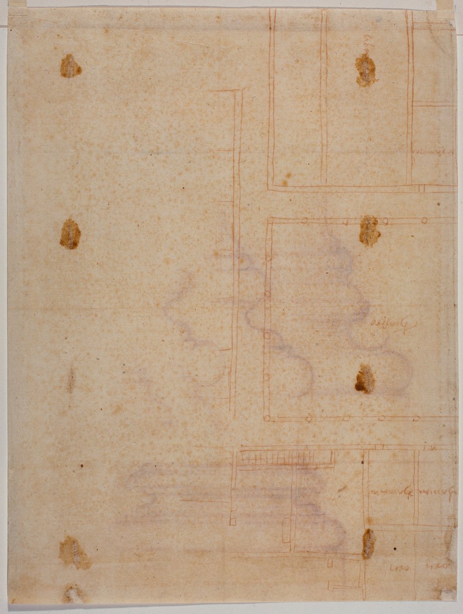 Fragmentarisk planritning över klostret San Lorenzo av Michelangelo Buonarroti