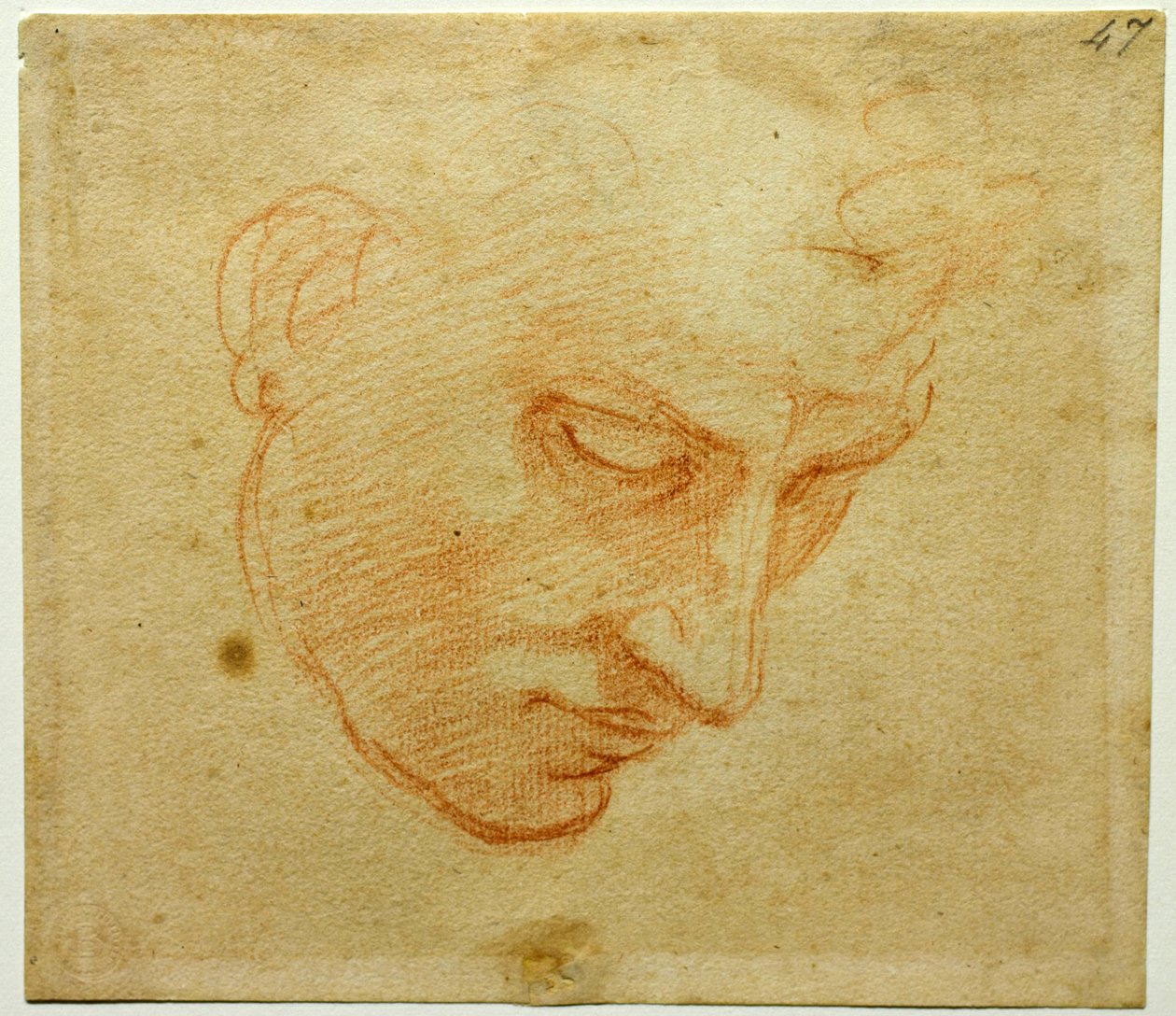 Head Study till Sixtinska kapellets tak, ca 1509-1510 av Michelangelo Buonarroti