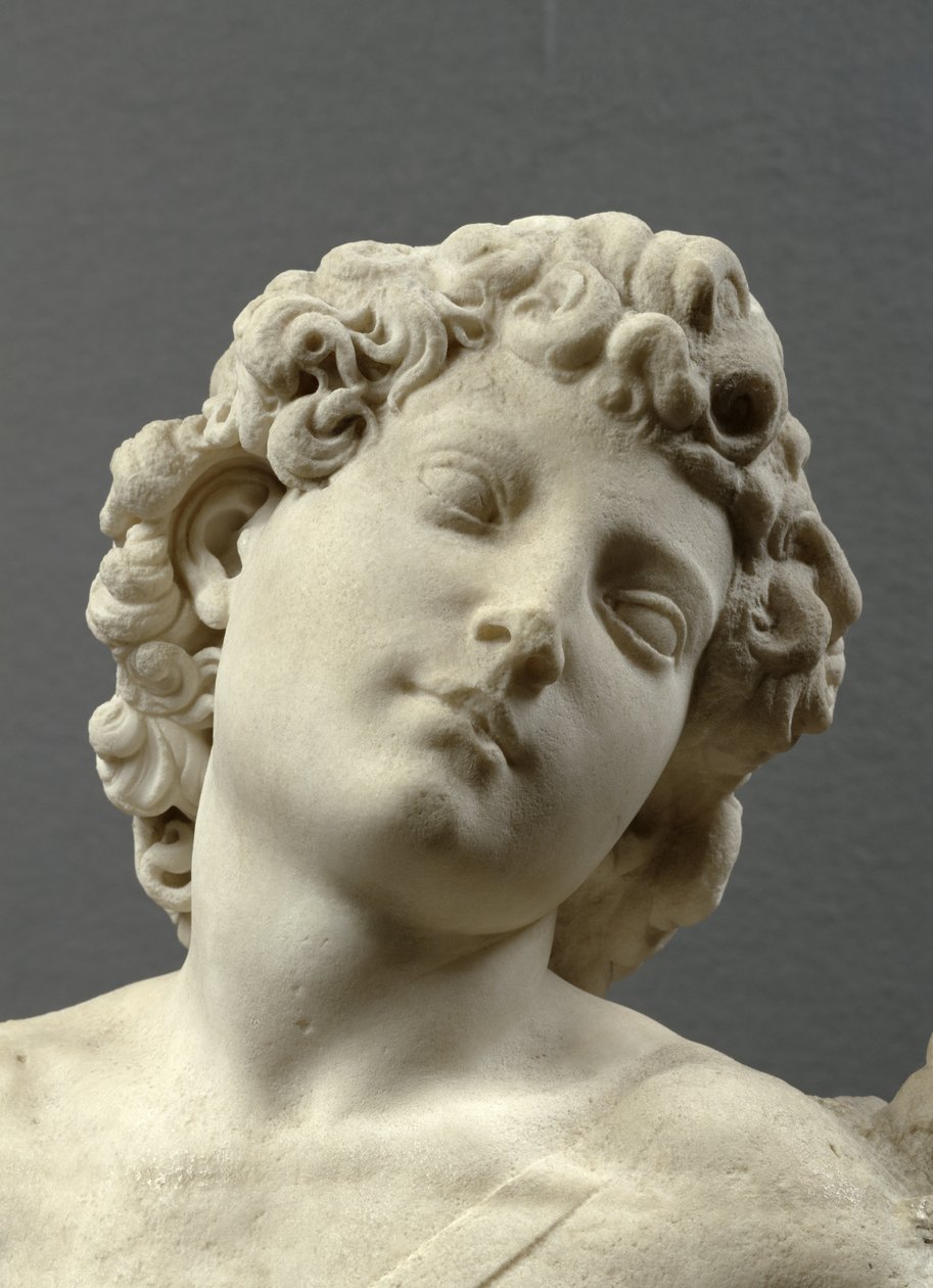 Huvudet av Cupido från Manhattan, ca 1494-96 (marmor) (detalj) av Michelangelo Buonarroti