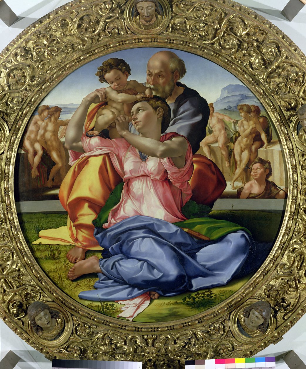 Helig familj med St. John (Doni Tondo) 1504-05 (se även 30103) av Michelangelo Buonarroti