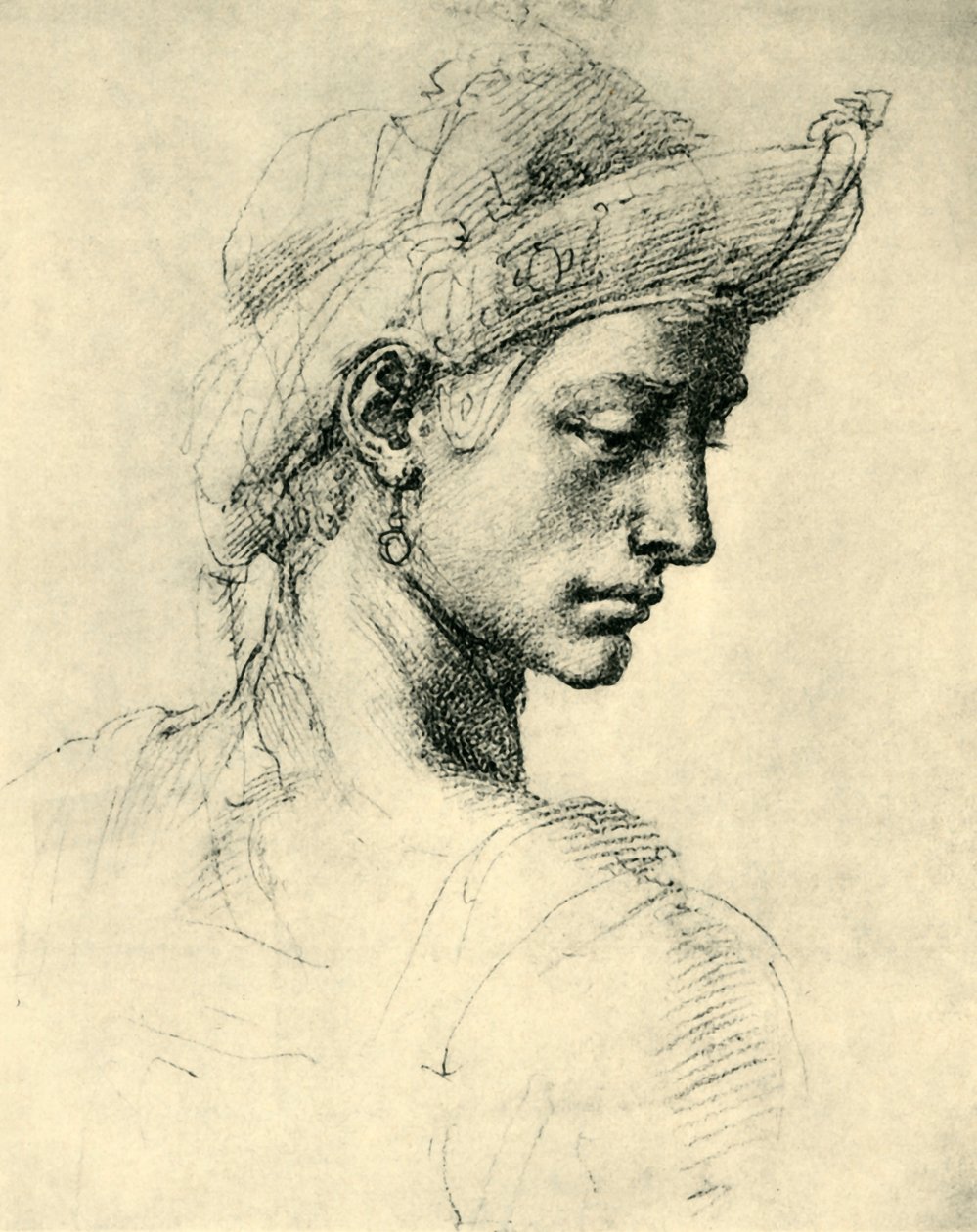 Ideal Head, 1520-1525, 1943. av Michelangelo Buonarroti