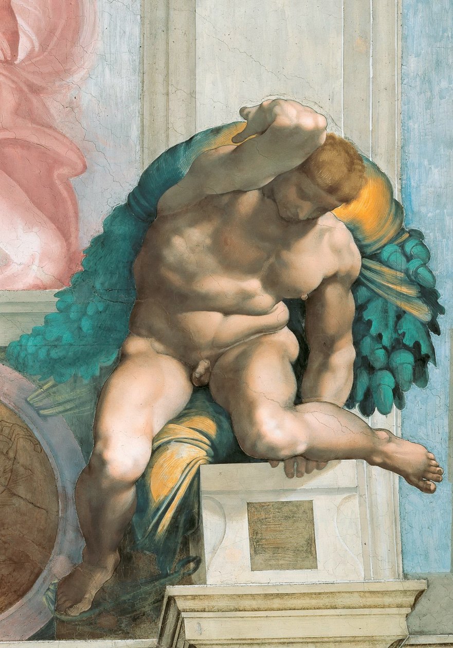 Ignudo Sixtinska kapellets tak i Vatikanen, 1508-1512. av Michelangelo Buonarroti