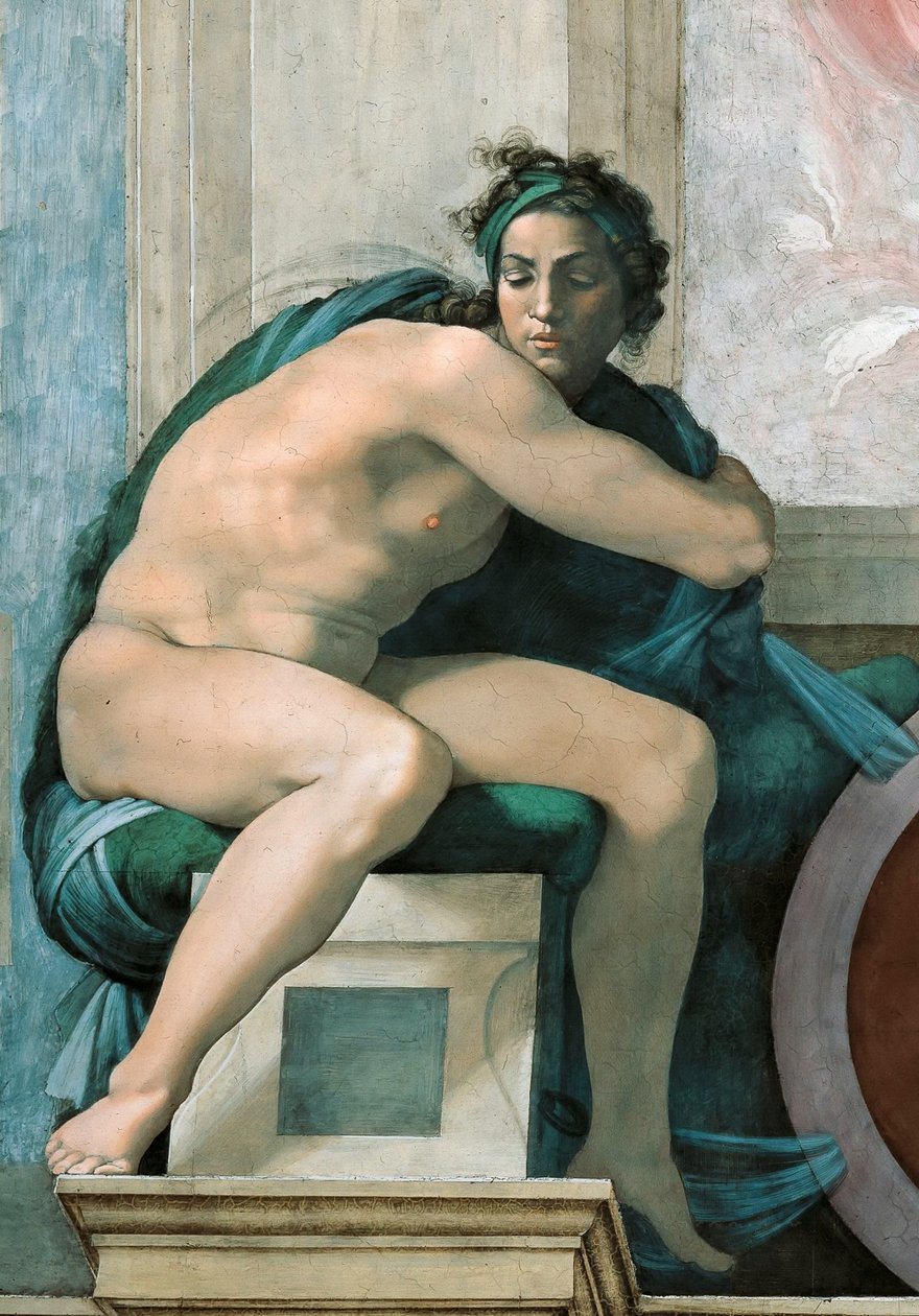 Ignudo Sixtinska kapellets tak i Vatikanen, 1508-1512. av Michelangelo Buonarroti