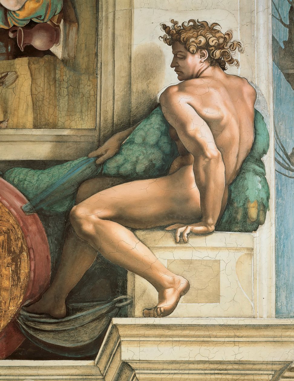 Ignudo Sixtinska kapellets tak i Vatikanen, 1508-1512. av Michelangelo Buonarroti