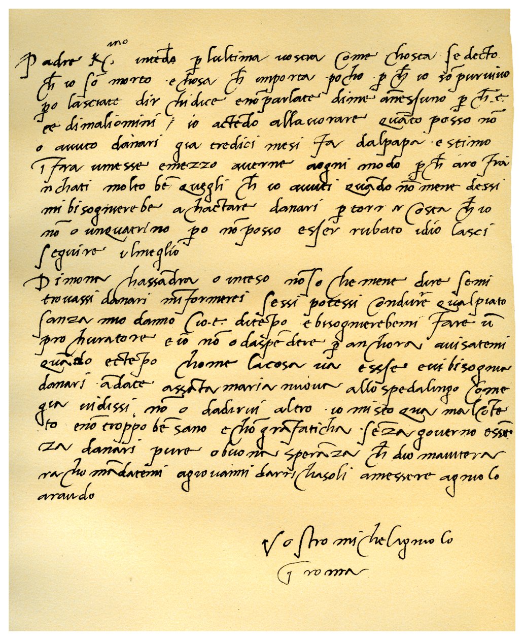 Brev från Michelangelo Buonarroti till sin far, juni 1508. av Michelangelo Buonarroti