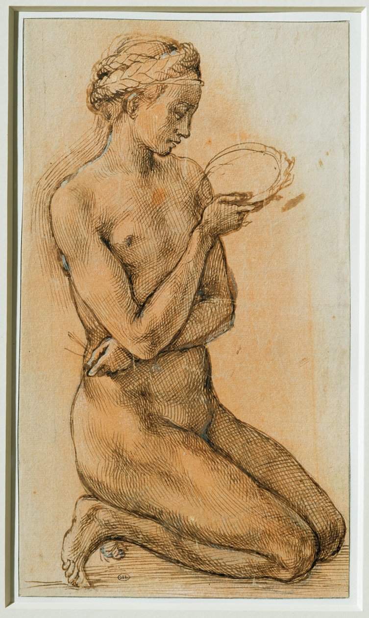 Maria Magdalena betraktar törnekronan... av Michelangelo Buonarroti