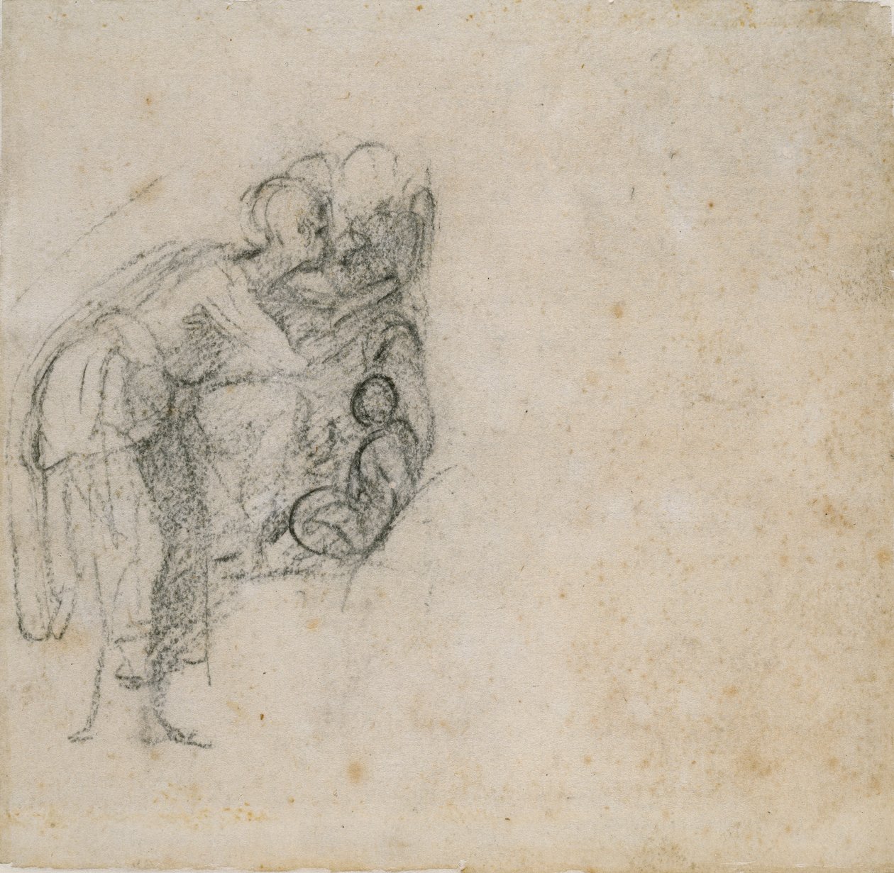 Sida från en skissbok: En kvinna i svart, c1490-1560 av Michelangelo Buonarroti