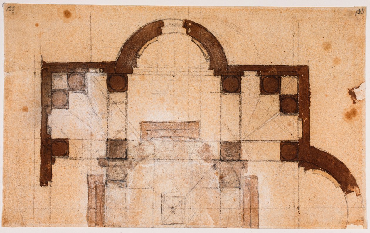 Del av plan för San Giovanni dei Fiorentini av Michelangelo Buonarroti