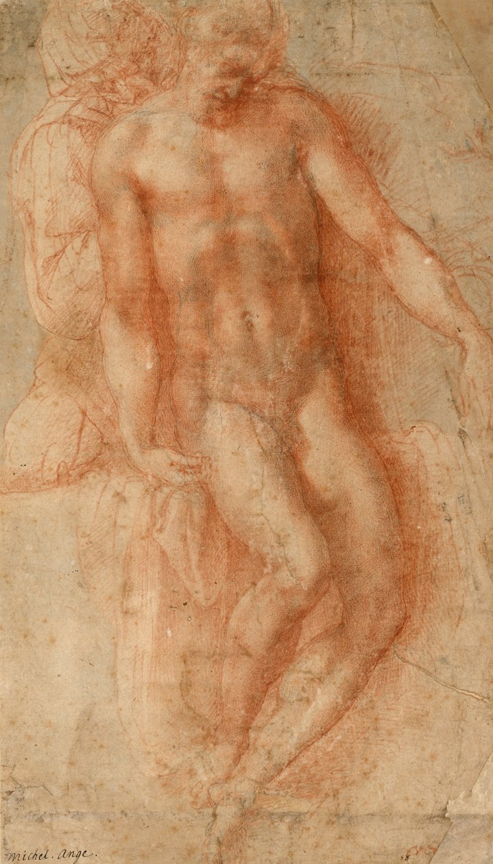 Pieta, ca 1530-36 (röd krita) av Michelangelo Buonarroti