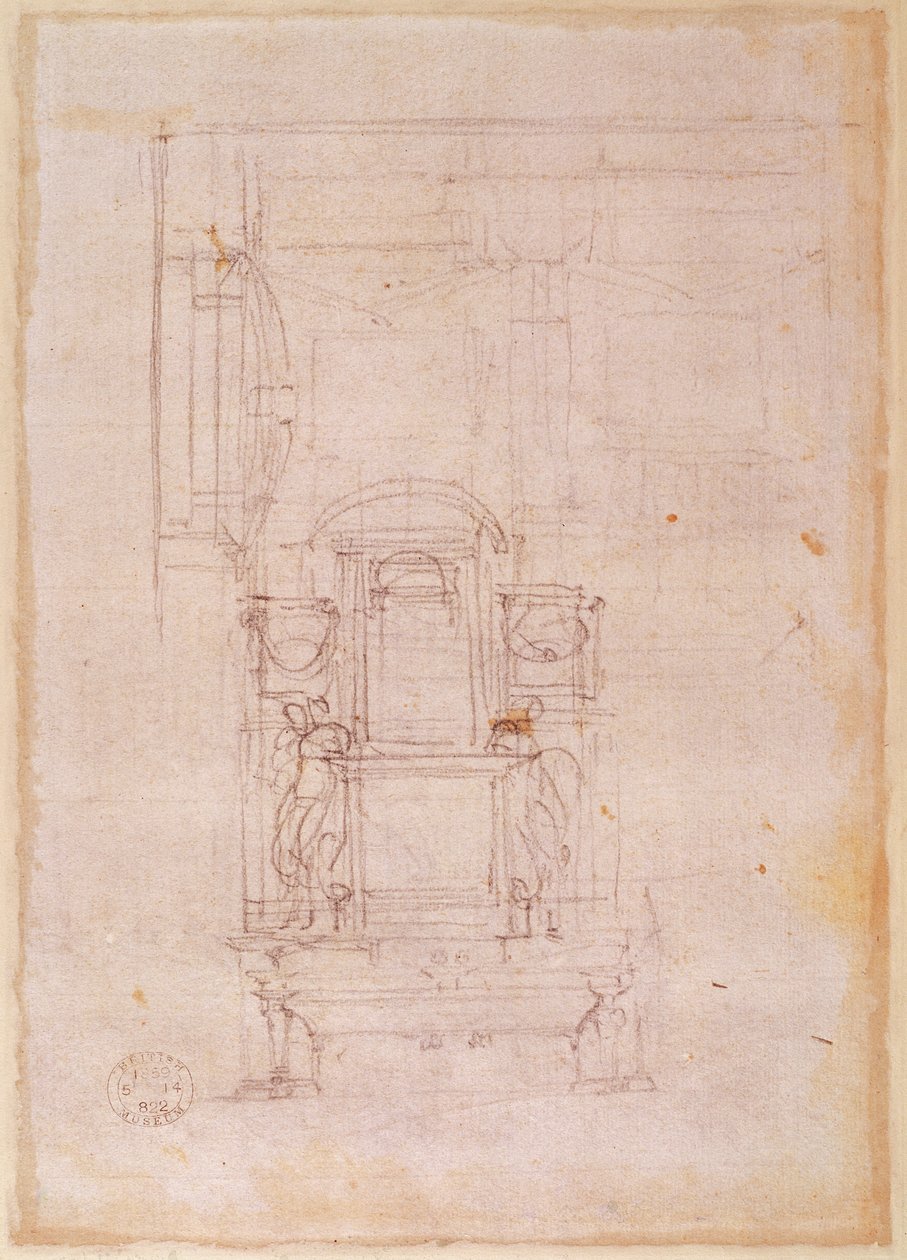 Förberedande ritning till påven Julius II:s grav av Michelangelo Buonarroti