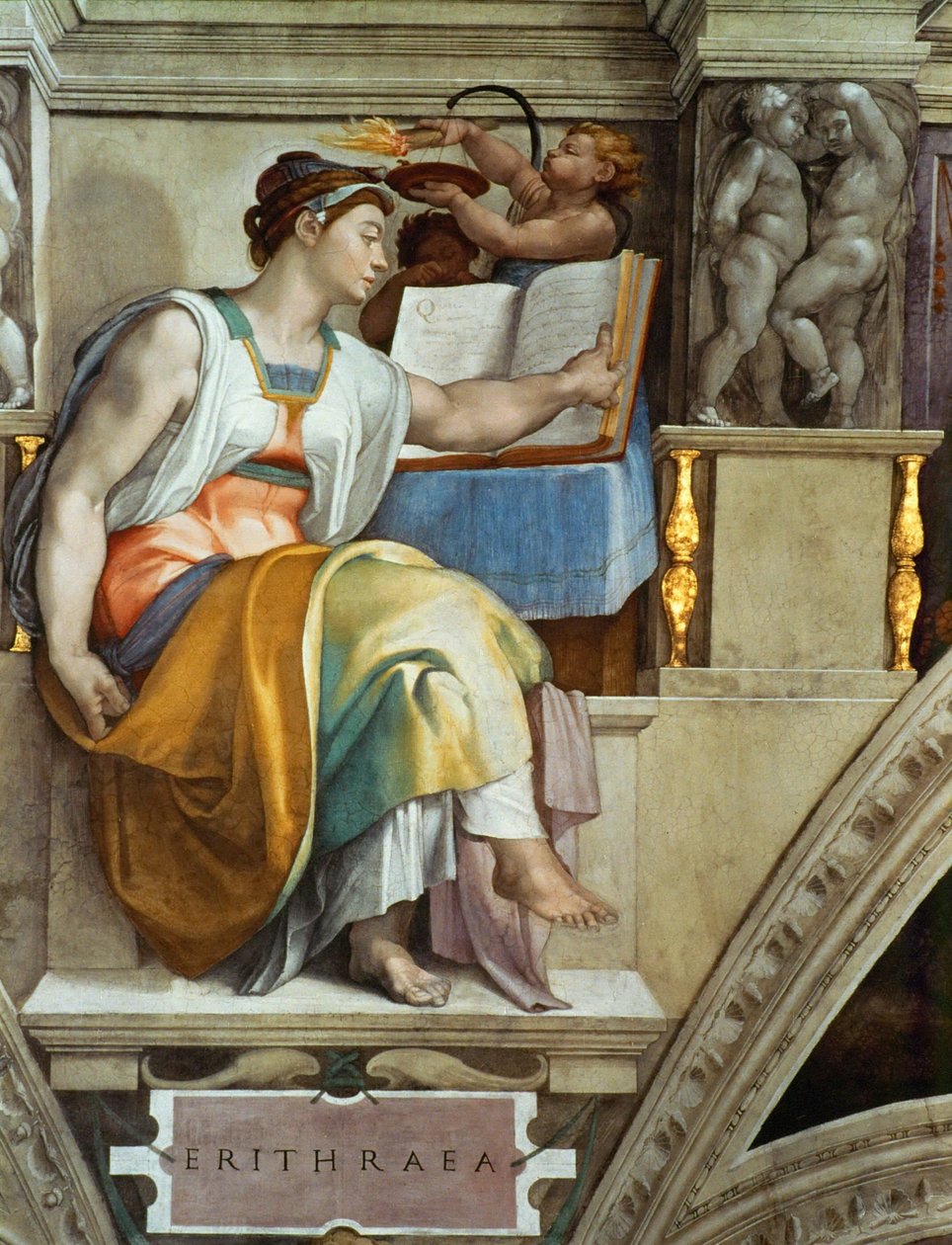 Profeter och sibyller: Erythraean Sibyl Sixtinska kapellets tak i Vatikanen, 1508-1512. av Michelangelo Buonarroti