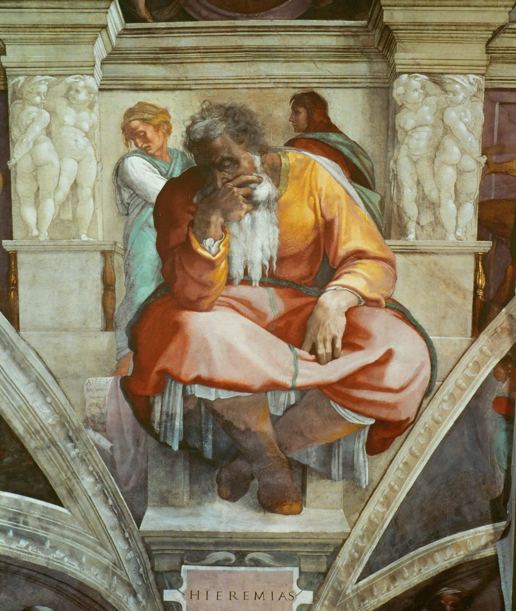 Profeter och sibyller: Jeremiahs sixtinska kapells tak i Vatikanen, 1508-1512. av Michelangelo Buonarroti