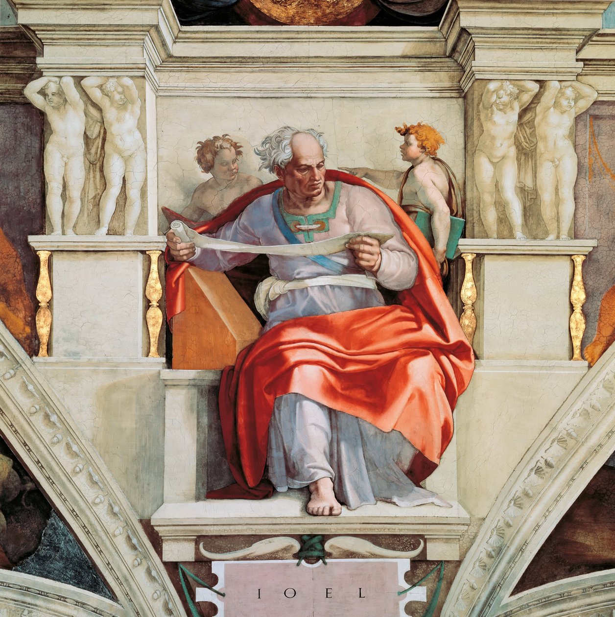Profeter och sibyller: Joel Sixtinska kapellets tak i Vatikanen, 1508-1512. av Michelangelo Buonarroti
