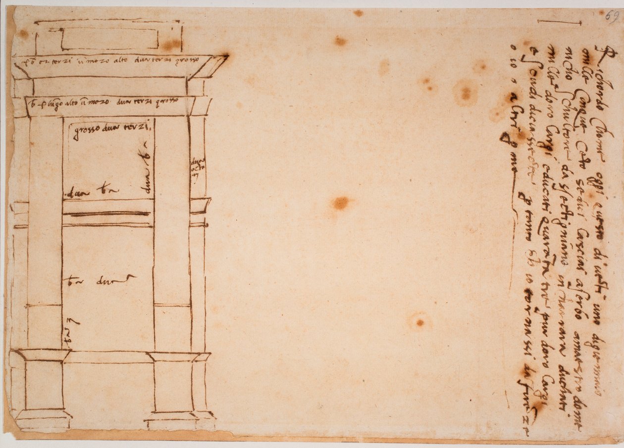 Sidohöjning av Julius II:s grav, autograf memento av Michelangelo Buonarroti