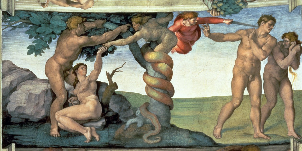 Sixtinska kapellets tak (1508-12): Människans fall av Michelangelo Buonarroti