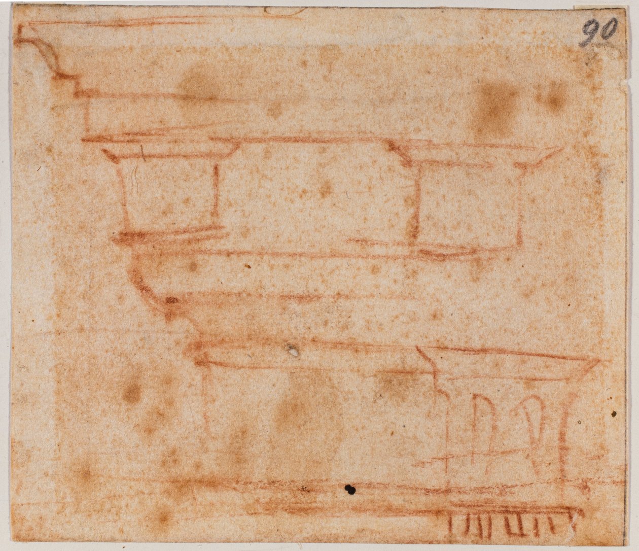 Skiss av entablement av Michelangelo Buonarroti