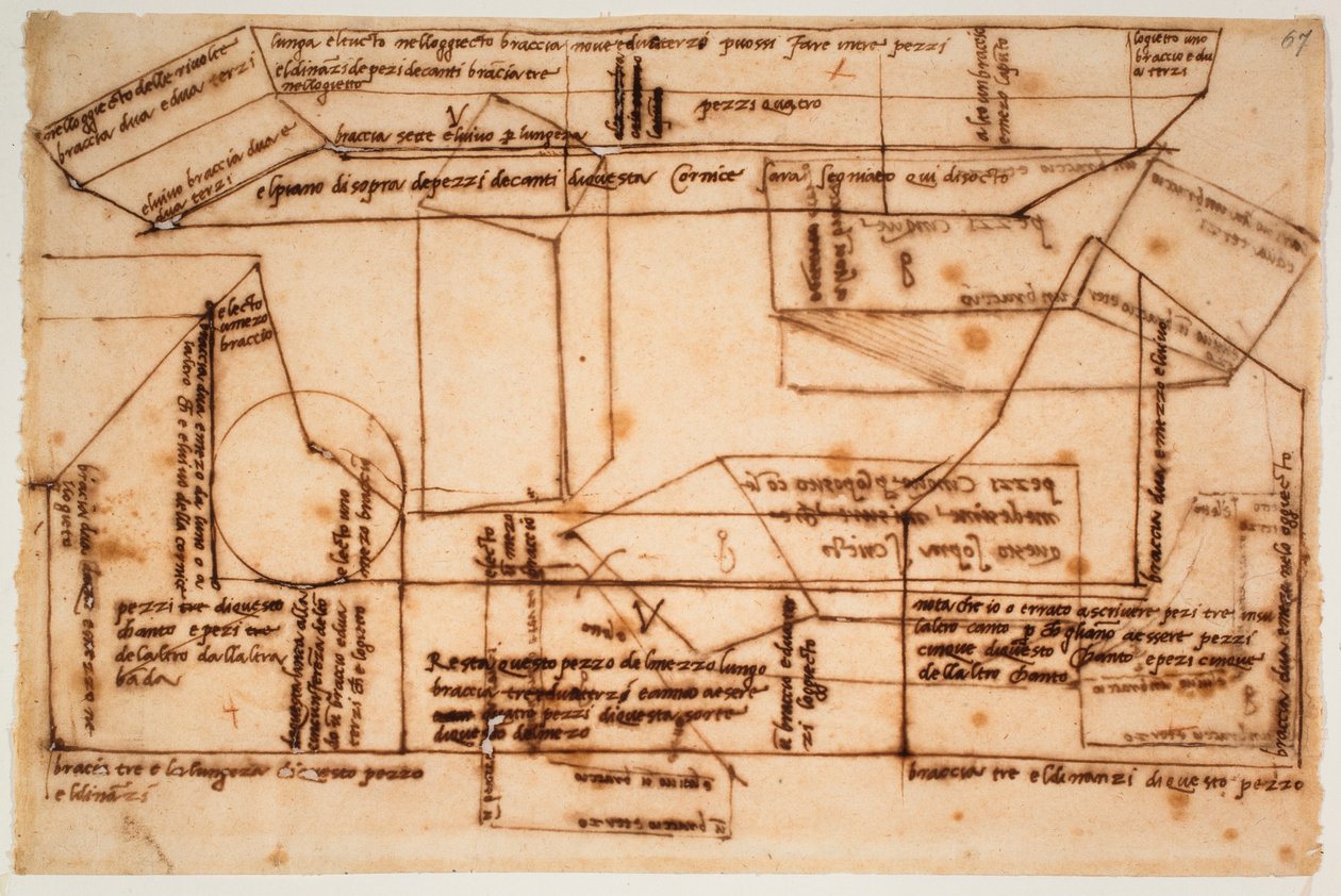 Skisser av marmorblock till Julius II:s grav av Michelangelo Buonarroti