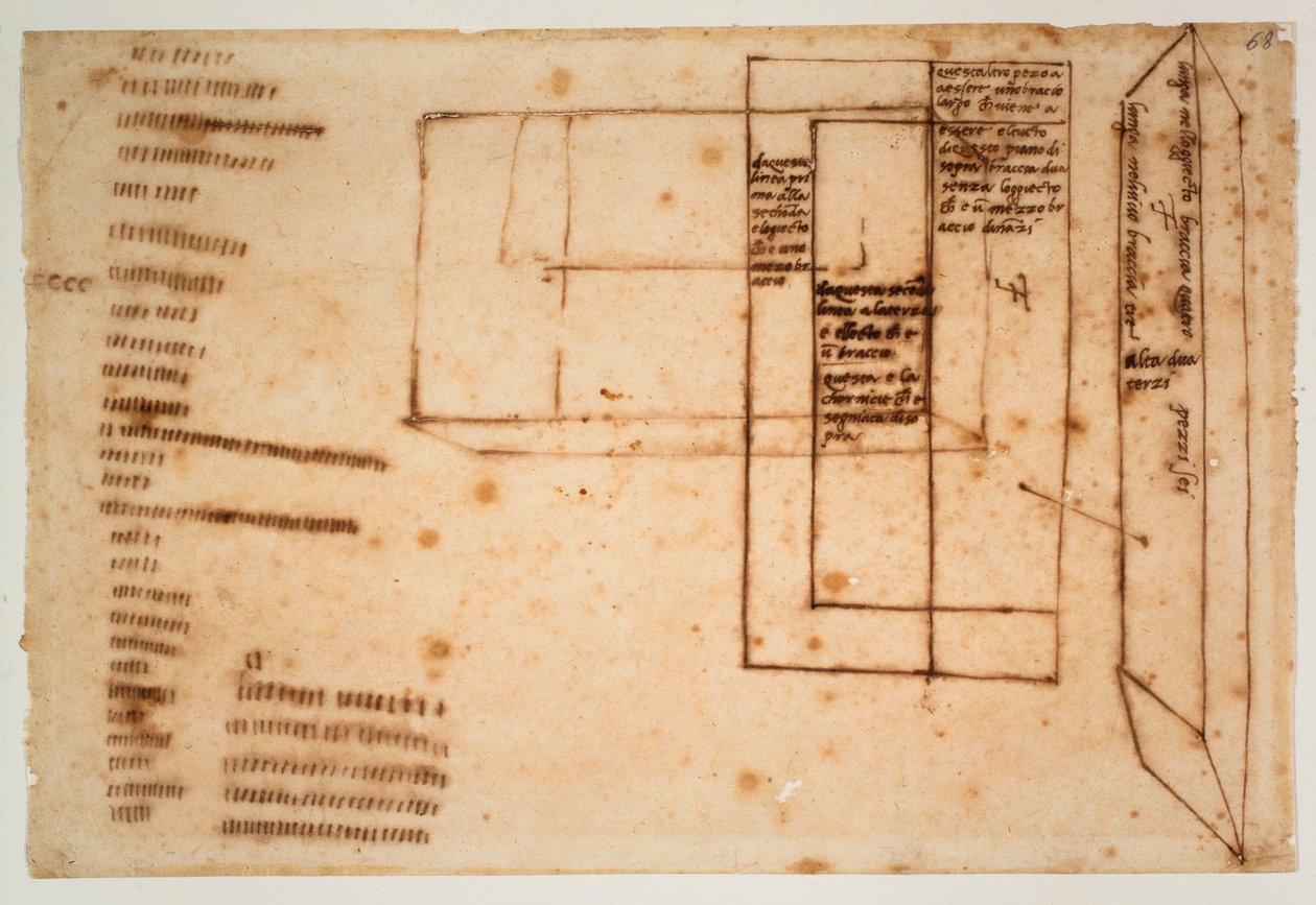 Skisser av marmorblock till Julius II:s grav av Michelangelo Buonarroti