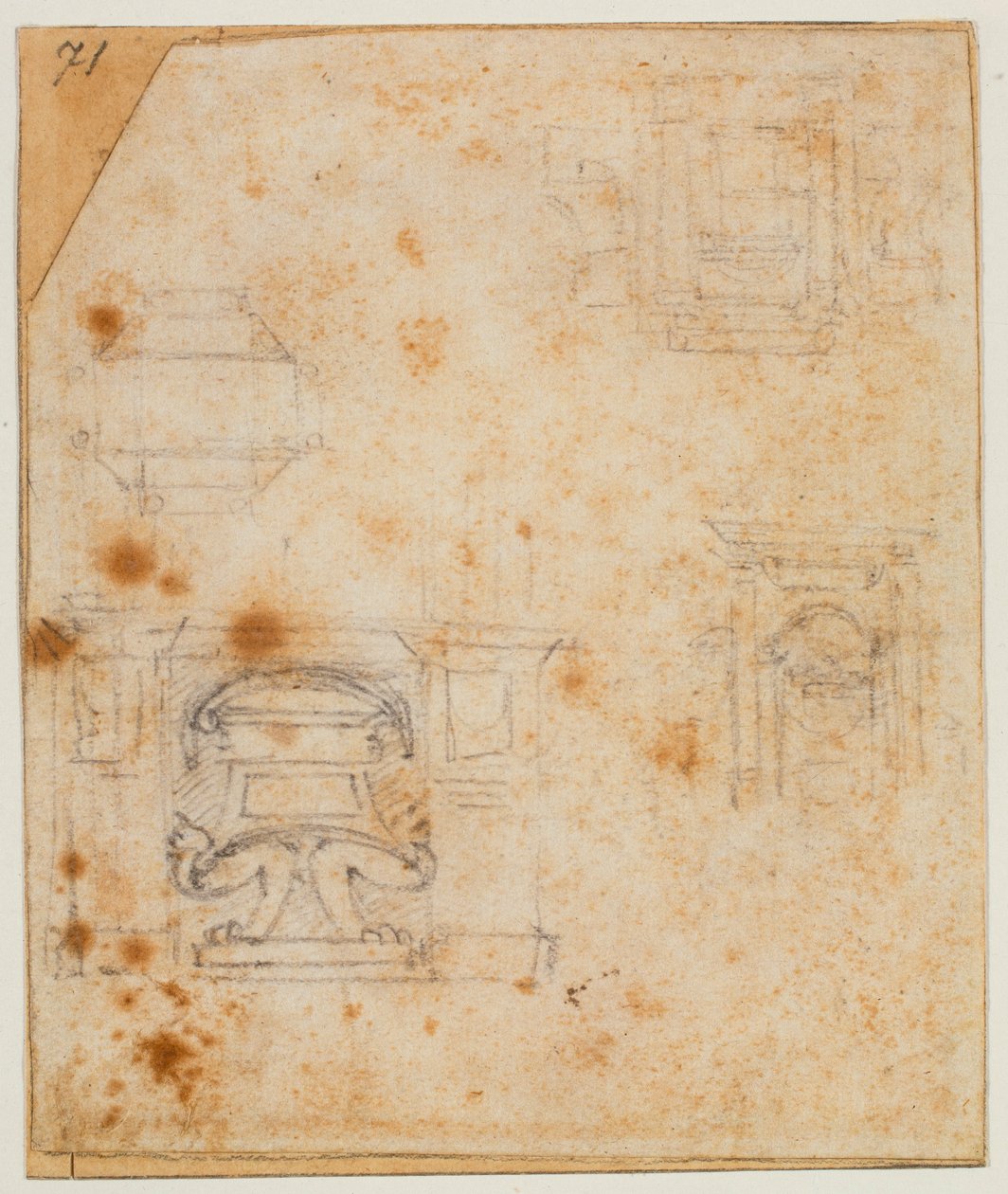 Studier av gravmonument för den nya sakristian av Michelangelo Buonarroti