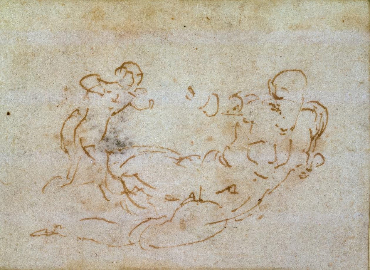 Venus och Cupido studie av Michelangelo Buonarroti