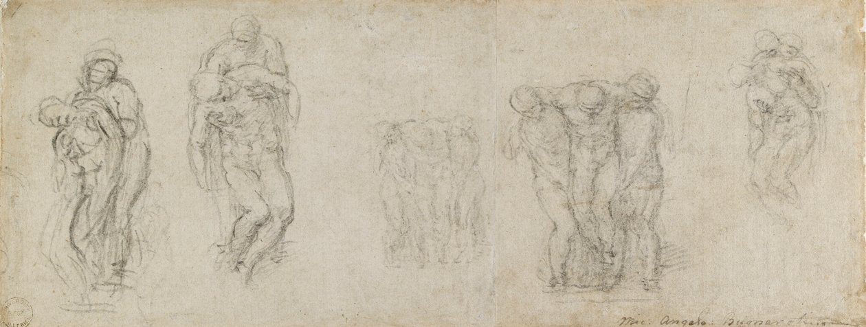 Studier till en Pieta och en gravläggning, 1500-talet av Michelangelo Buonarroti