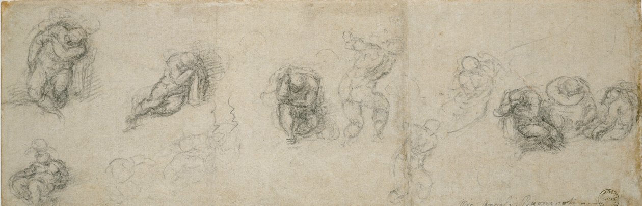 Studier av en sovande apostel och andra figurer, 1500-talet av Michelangelo Buonarroti