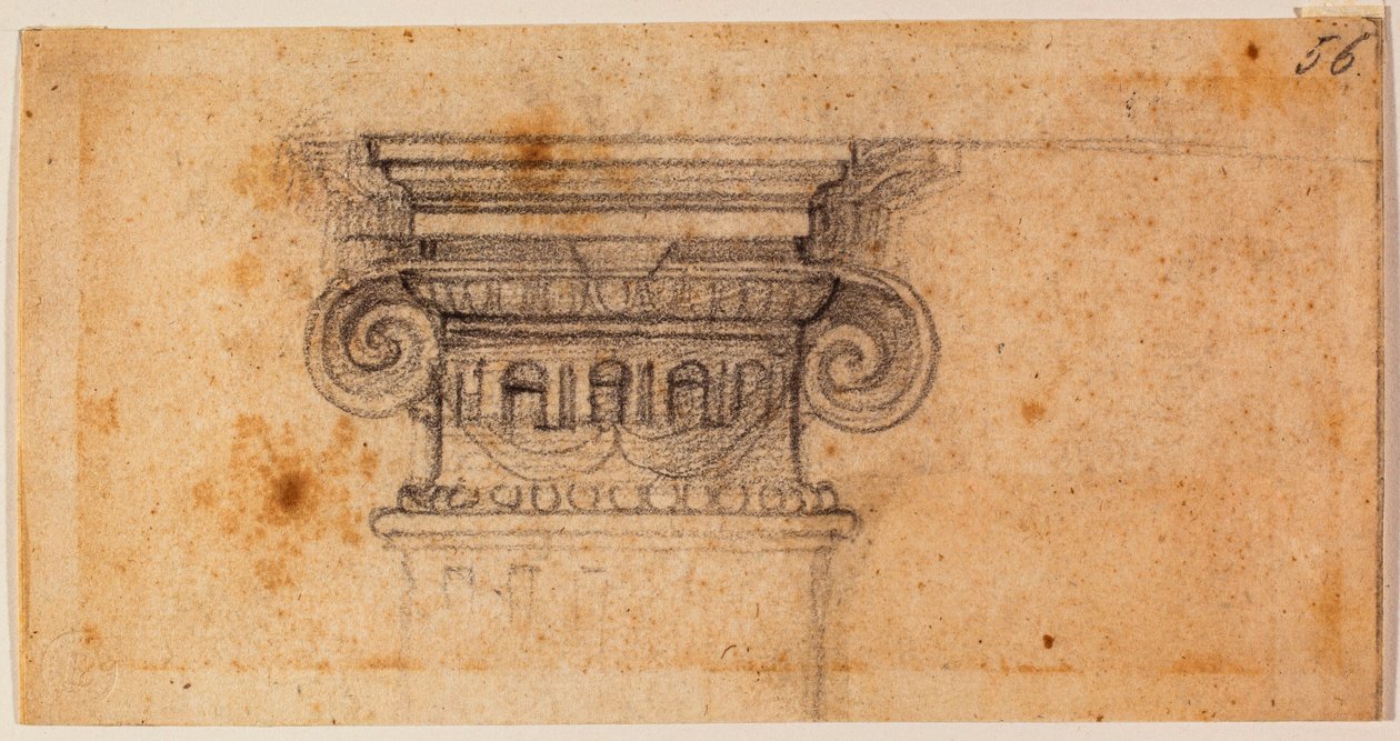 Studie till en sittande figur, 1500-tal (teckning) av Michelangelo Buonarroti
