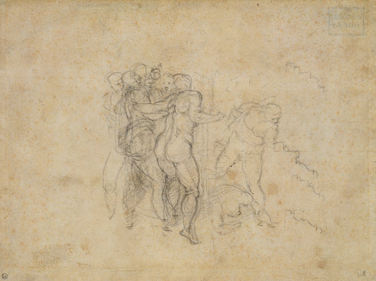 Studie för den sista domen (grafit på papper) av Michelangelo Buonarroti