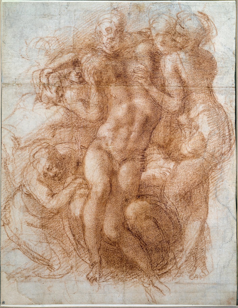 Studie för Pieta Deposition of Christ (ritning av Michelangelo Buonarroti
