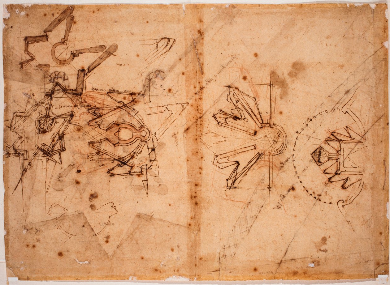 Studie för byggnadsverket vid porten till All Saints Meadow av Michelangelo Buonarroti