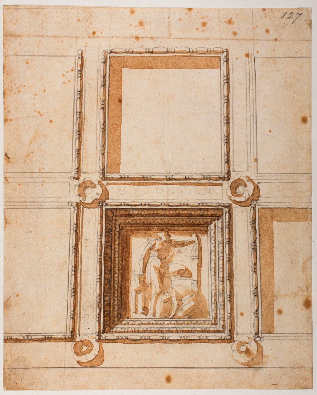 Studie för kupolutsmyckning för den nya sakristian av Michelangelo Buonarroti