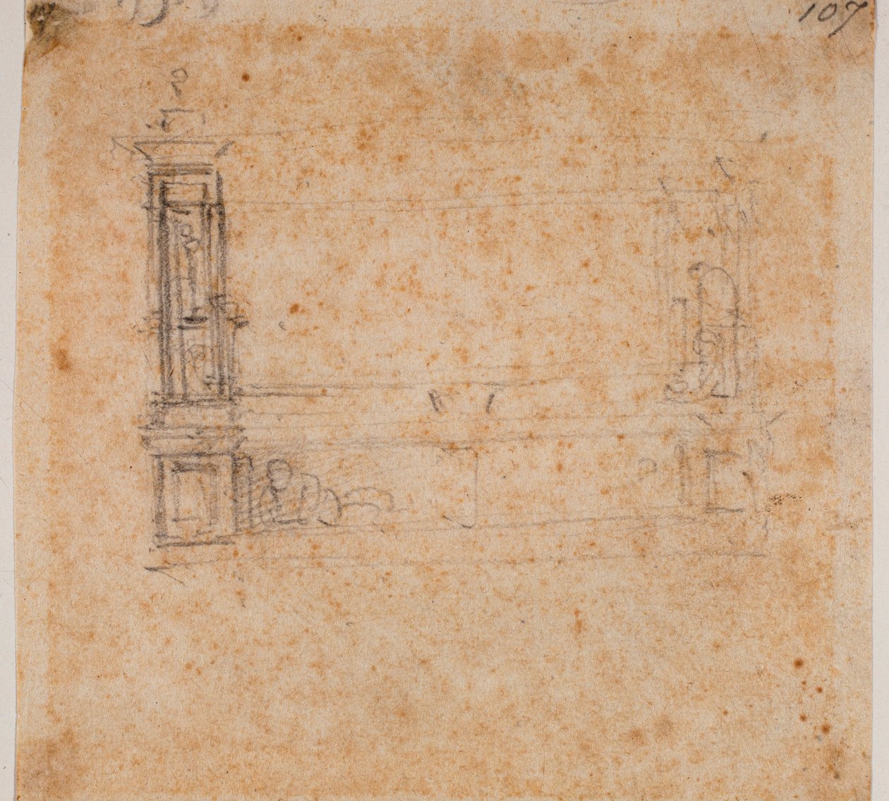 Studie av dubbel gravvägg för den nya sakristian av Michelangelo Buonarroti