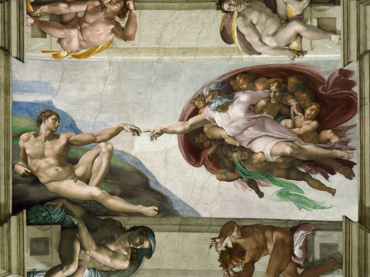 Skapandet av Adams sixtinska kapells tak i Vatikanen, 1508-1512. av Michelangelo Buonarroti