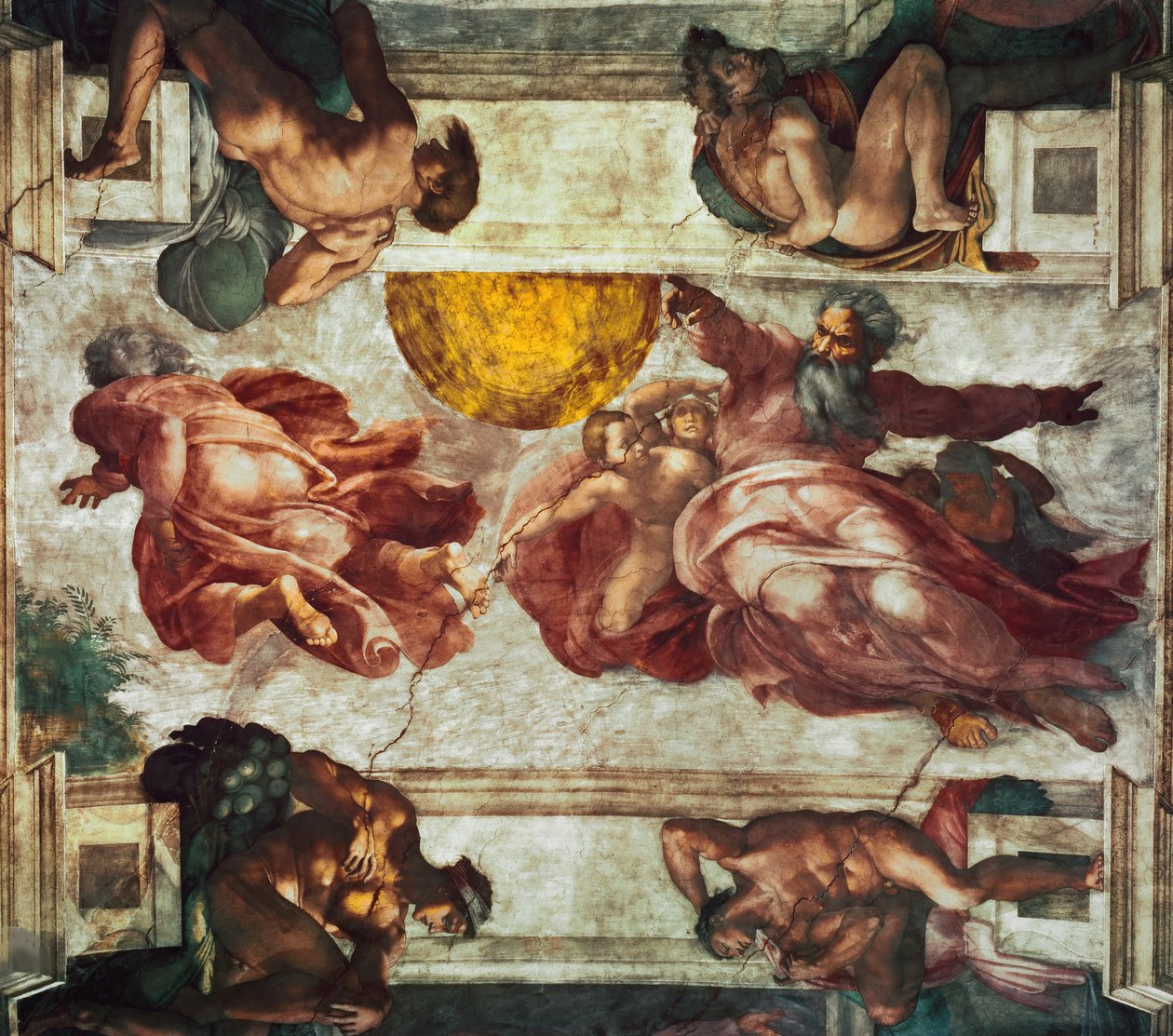 Skapandet av solen, månen och växterna av Michelangelo Buonarroti