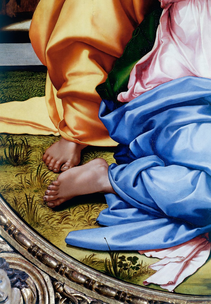 Den heliga familjen eller Tondo Doni, detalj på fötterna av Michelangelo Buonarroti