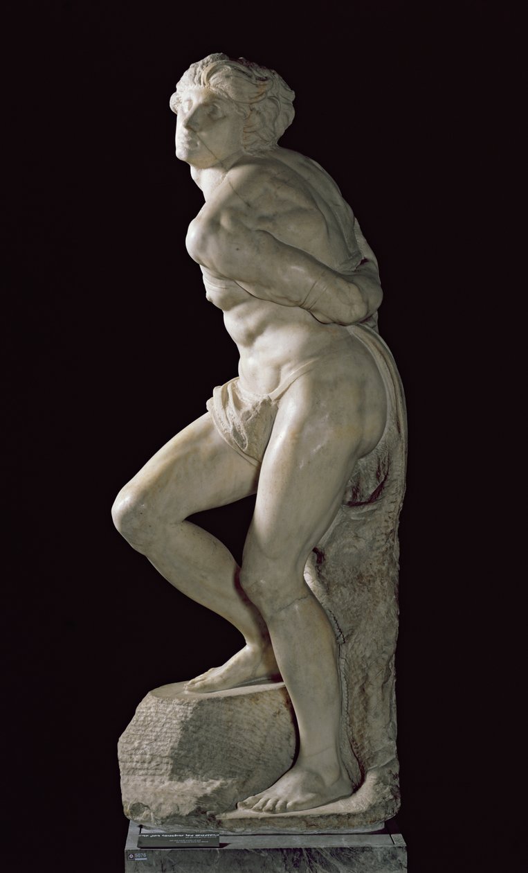 Den upproriska slaven, 1513-15 av Michelangelo Buonarroti