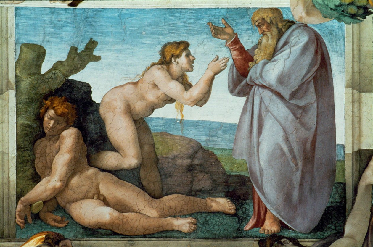 Sixtinska kapellet; takfresker efter restaurering (freska) av Michelangelo Buonarroti