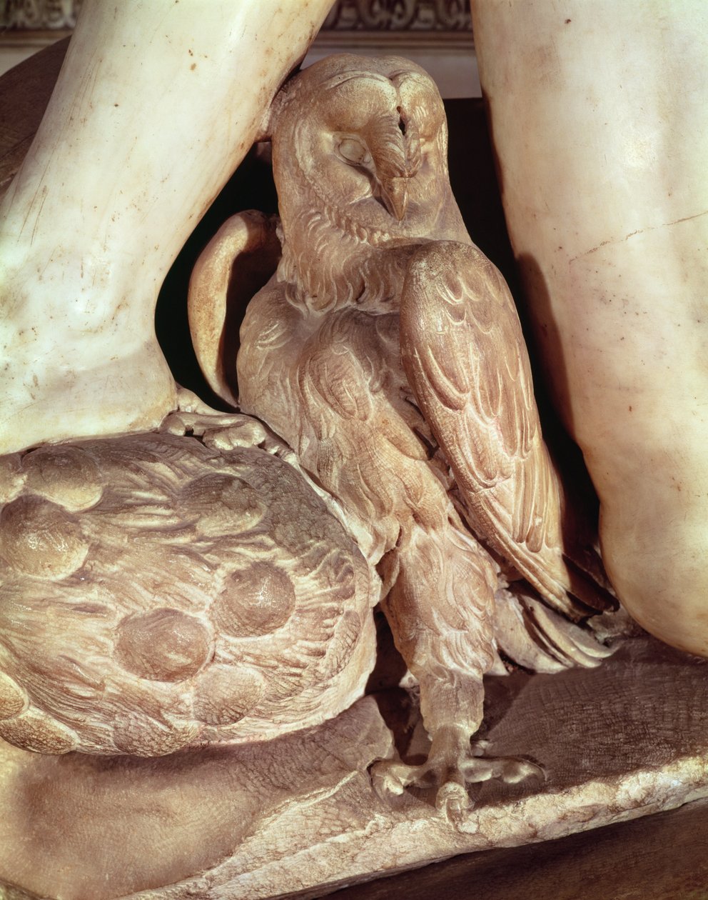 Giuliano de Medicis grav 1478-1516 detalj av ugglan under nattens ben, marmor från 1520 av Michelangelo Buonarroti